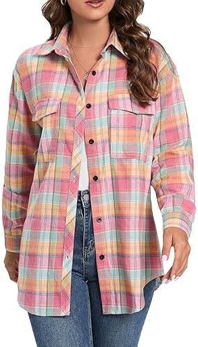 Cozy Chic: Oyamiki Womens Oversized Flannel Review插图4