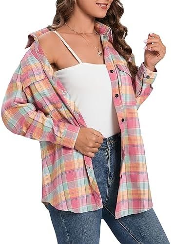 Cozy Chic: Oyamiki Womens Oversized Flannel Review插图1